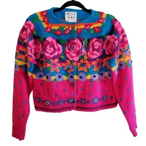 Michael Simon Vintage Floral Beaded Cardigan